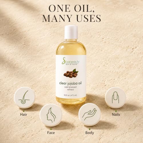 Soapeauty Pure Clear Jojoba Oil 12 fl oz - Moisturizing Skin, Face, Hair & Nails