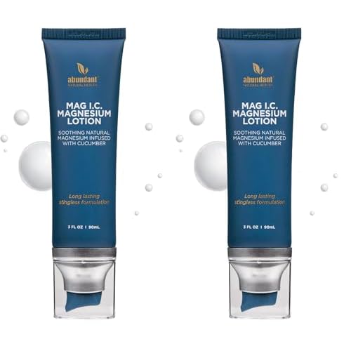 Abundant Natural Health MAG I.C. Magnesium Lotion Infused with Cucumber, Soothes and Relaxes Muscles, Effective and Quick Absorption, Fragrance-Free, 90mL (Pack of 2)