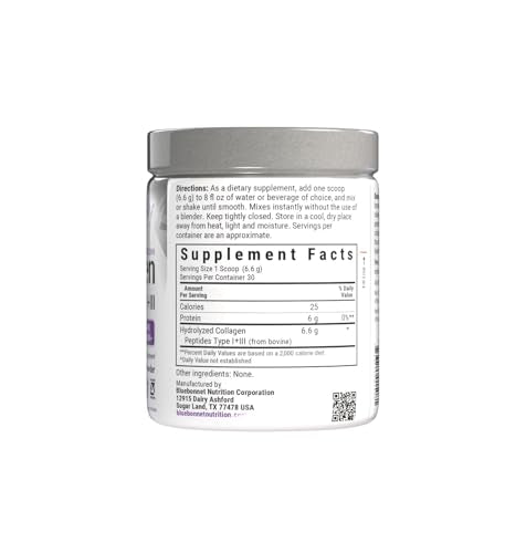 Hydrolyzed Collagen Powder for Skin Hair Nails Grass-Fed Non-GMO 28 Servings