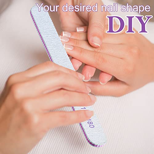 100/180 Grit Nail Files Bulk 200 Pcs Emery Boards for Acrylic Nails - Double Sided