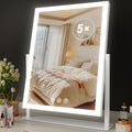 Gvnkvn Lighted Makeup Mirror 17.2 x 13.6 in with 5X Magnifier, Adjustable Brightness & 3 Color Modes, White Variation