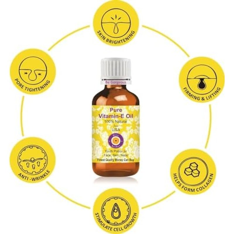 Deve Herbes Vitamin E Oil | Infused | Pure | Non-Sticky | Lightweight | for Facial Care | Men & Women | 30ml (1 oz)