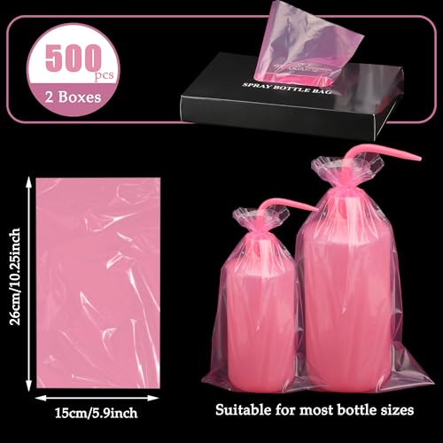 Disposable Pink Tattoo Bottle Bags 500PCS for 250/500ml Wash Bottles - Safe & Leakproof