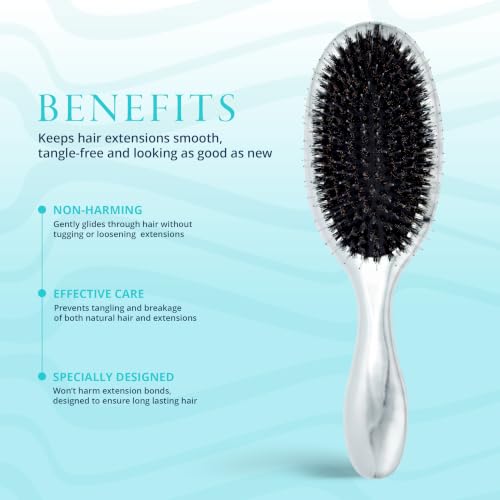 Boar Bristle Hair Brush for Extensions & Wigs - Detangling & Smoothing Tool