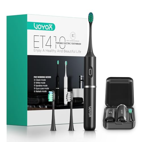VOYOR-HEALTH Electric Travel Sonic Toothbrush for Adults – Black with Case