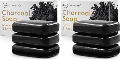 Charcoal Soap Bar - 12 Ounce Vegan Detoxifying Body & Face Cleanser - Pack of 2
