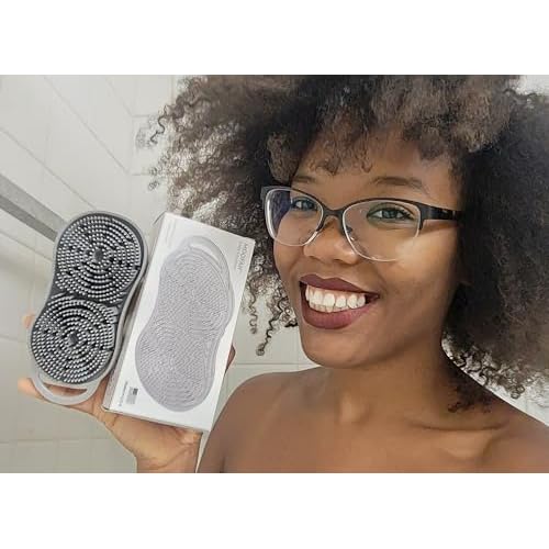 MOOFAH Body Scrubber, Made in USA, Gently Cleans and Exfoliates, Less Wasted Body Wash, Easy to Clean (Shadow Grey)