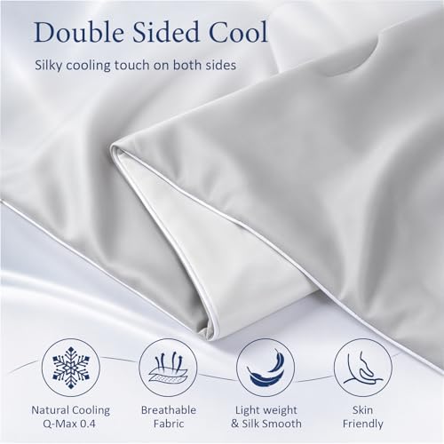 Cooling Comforter Queen 90x90 Silver Gray for Hot Sleepers - Breathable, Fluffy Bed Quilt