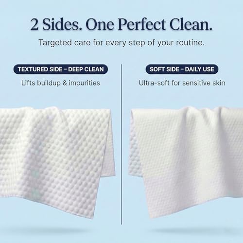 V?VAPL¢ç - VEVAPL Clean Facial Towels XL ? 60 Towels | 100% Viscose, Disposable Face Towel, Dermatologist Tested, Ultra Soft, Ultra Thick 90GSM for Skincare, Makeup Removal & Daily Cleansing