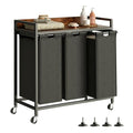 Laundry Hamper with 3 Detachable Bags & Shelf - Rustic Brown & Black - 3 x 15.87 Gallons