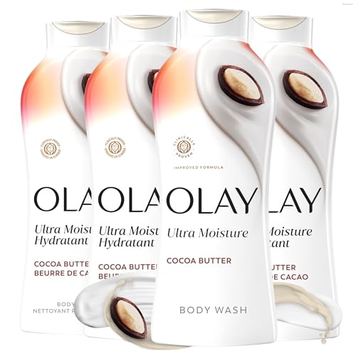 Olay Ultra Moisture Body Wash with Cocoa Butter - 24hr Hydrating & Refreshing, Pack of 4, Combination