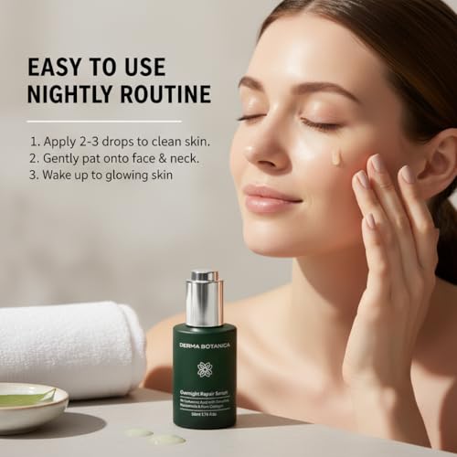 Overnight Repair Serum,Derma Botanica Overnight Serum,with Multi-Molecular Hyaluronic Acid - smooth, and refresh the look of skin for a more youthful appearance. 1.76fl.oz(1pc)