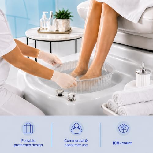 ForPro Professional 100-Count Clear Disposable Pedicure Liners - 50% Thicker, Universal Fit