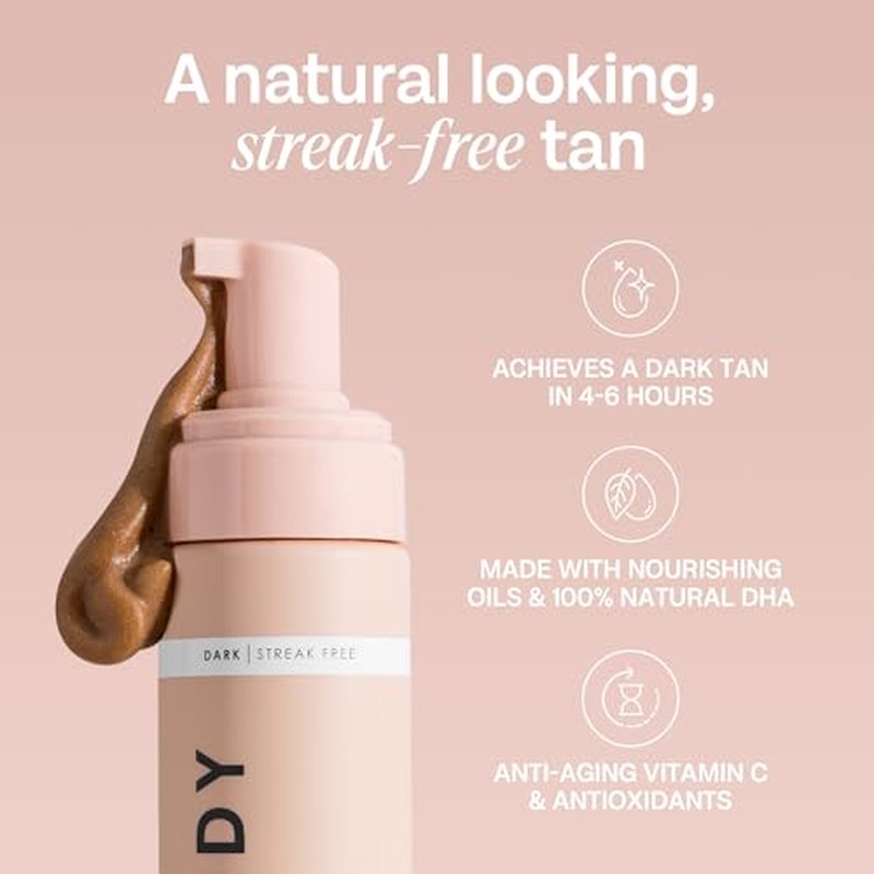 Bali Body Dark Self-Tanning Mousse + Mitt Bundle | Natural Looking Perfect Bronzed Shade | Streak-Free Green Based Tinted Self-Tanner + Reusable Stain-Free Tan Applicator | Vegan, Cruelty Free