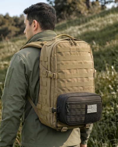 Tactical Toiletry Bag Men 11x4.5x6.1 inch Waterproof MOLLE Pouch Black