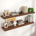 48-Inch Walnut Floating Wall Shelves Set - Modern Rustic Storage, 2-Pack