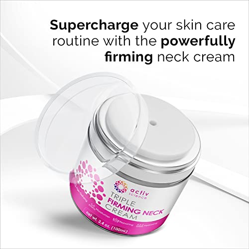 ACTIVSCIENCE Neck Firming Cream - Natural Anti-Aging Moisturizer with Retinol, Collagen & Hyaluronic Acid - 3.4 Fl Oz
