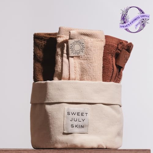 SWEET JULY Reusable Cotton Face Towels Set for Makeup Removal – Day & Night, Pack of 6