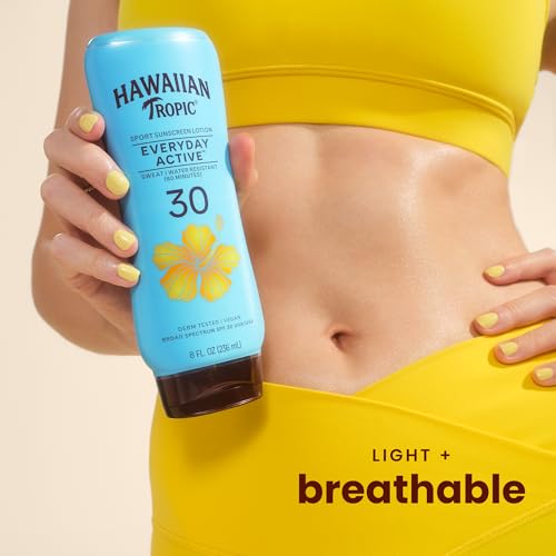 Hawaiian Tropic SPF 30 Sunscreen Lotion 8 Fl Oz Pack of 2 - Water & Sweat Resistant, Oil-Free, Broad Spectrum Protection with Island Botanicals