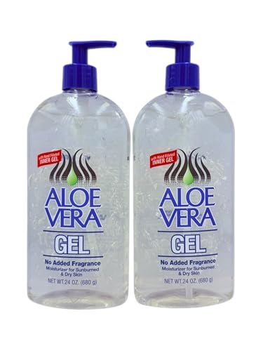 Pure Aloe Vera Gel 24 oz Pack 2 - Soothing Sunburn & Skin Hydration