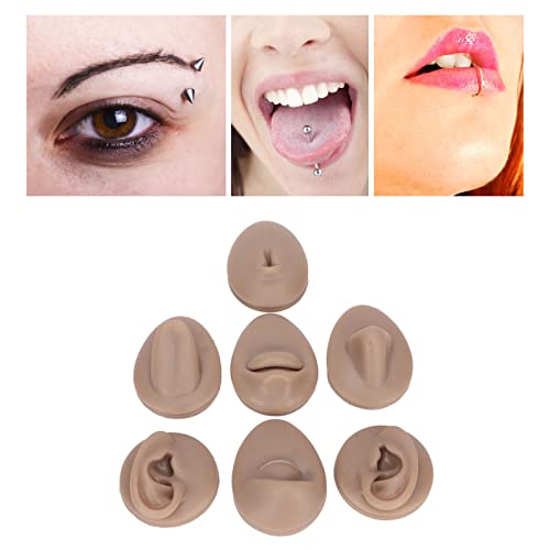 Dark Skin Silicone Body Piercing Practice Kit - 6PCS Simulation Set