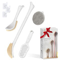 White Foot Scrubber Set with Foot File & Silicone Loofah - 3PCS Adjustable Handle, Gift Box - White Kit03