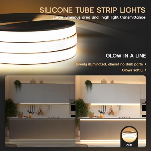 VOEWT Warm White LED Strip Lights 65.6ft Waterproof Neon Rope Lights for Indoor & Outdoor Use