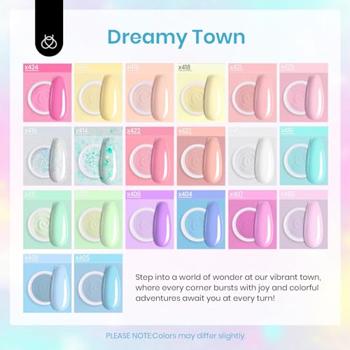 Beetles Dip Powder Nail Starter Kit 20 Colors - Multicolor Dreamy Town Variation