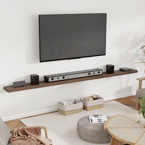 Heimlove 55 Inch Walnut Floating Shelves Set of 2 Wall Mounted Rustic Wood Storage