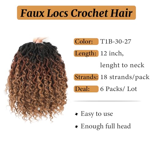 12 Inch Goddess Faux Locs Crochet Hair for Black Women - 6 Packs, Curly Ends, Variation of THIS listing