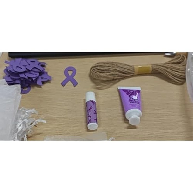 50 Set Purple Ribbon Awareness Gifts Bulk Woman Purple Ribbon 50 Lip Balm 50 Hand Cream 50 Bag 50 Tag for Domestic Violence Awareness Lupus Epilepsy Pancreatic Cancer Party