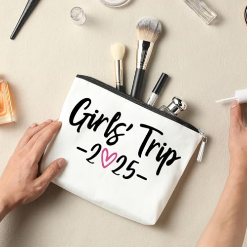 6 PCS 2025 Girls Trip Fashion Cosmetic Bags for Women - Travel Accessory - Canvas - Zipper - Adult Women - Unisex - 10 x 6 x 1.9 inches - Stain & Scratch Resistant