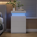 White Nightstand with Charging Station & RGB LED Lights - 17.72"W x 15.75"D x 26.57"H