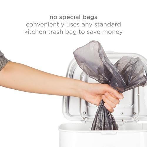 White Adult Diaper Pail 13-Gallon Stainless Steel Odor Locking Disposal Bin