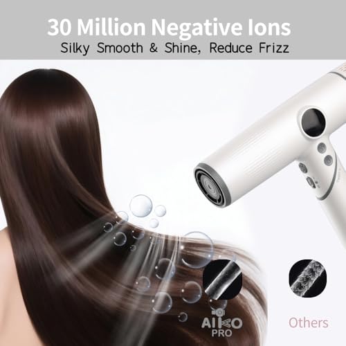 Ionic Hair Dryer 1800W Fast Drying Travel Blow Dryer with Foldable Design and Magnetic Nozzles