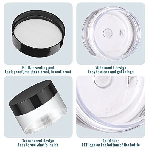 Aoriher 150 Pcs Plastic Container Jars with Lids Round Cosmetic Jars Empty Plastic Container for Lotion, Cream, Ointments, Makeup, Eye Shadow, Rhinestone, Samples, Pot, Travel Storage(1 oz,Black)