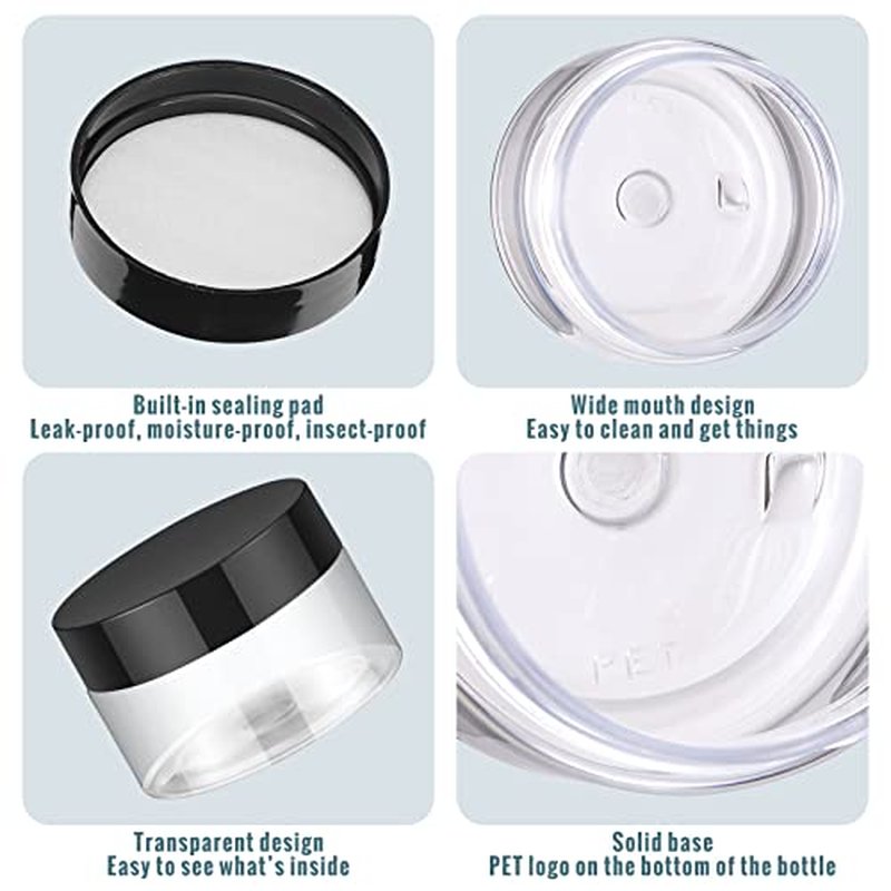 Aoriher 150 Pcs Plastic Container Jars with Lids Round Cosmetic Jars Empty Plastic Container for Lotion, Cream, Ointments, Makeup, Eye Shadow, Rhinestone, Samples, Pot, Travel Storage(1 oz,Black)
