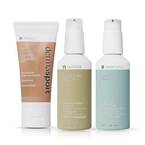 Dermasport Outdoor Essentials Kit: Sunscreen 50 SPF Lotion, Facial Cleanser, and Facial Moisturizer - Chlorine Skin Protection for Swimmers and Nourishment for Your Skin Anywhere for Smooth, and Youth