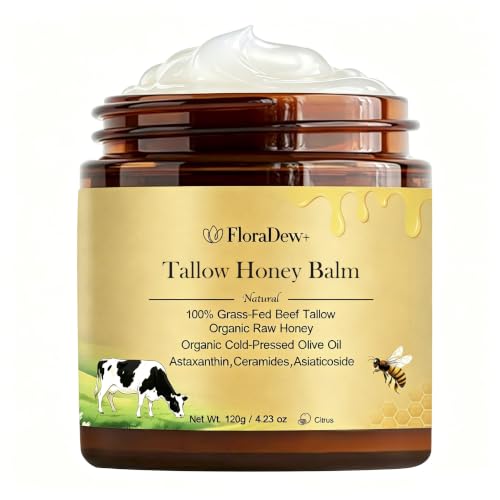 Citrus Tallow and Honey Balm - Organic Grass-Fed Beef Tallow Moisturizer with Olive Oil & Botanicals - 4.23 Fl Oz - Pack of 1
