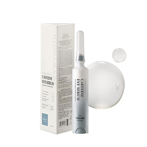 VILLAGE11FACTORY Hydro Boost Caffeine Eye Serum (0.33 fl.oz./10ml) With 10% Caffeine Solution Niacinamide & Hexapeptide-8 Depuff Elasticity Dark Circle Treatment