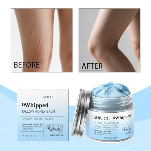 GHK-Cu Copper Peptide Balm ? Blue Tallow Cream with Manuka Honey & Vitamin E for Mature & Dry Skin