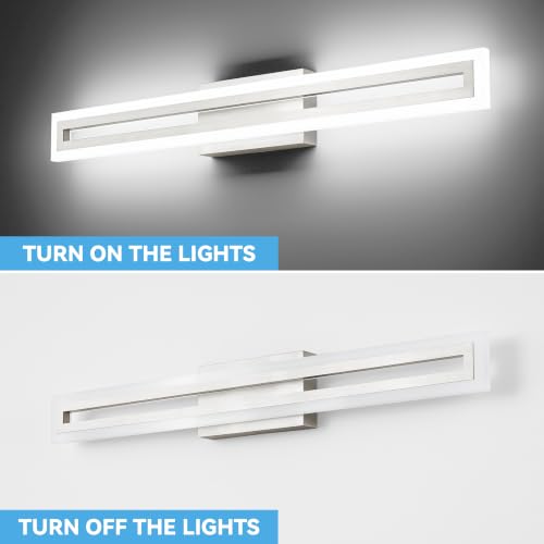 SOLFART Brushed Nickel Bathroom Vanity Light 32in Open Frame 6000K
