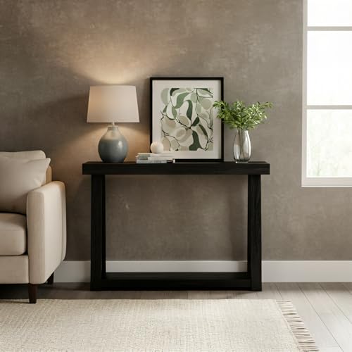 Black 46-Inch Wooden Console Table with Shelf - Classic Entryway & Living Room Accent