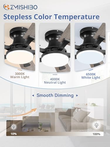 52-Inch Ceiling Fan with Lights Black Remote & App Control Flush Mount