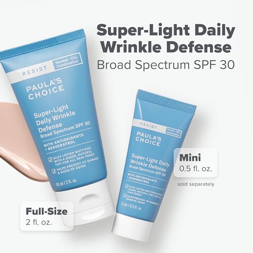 Paula's Choice RESIST Super-Light Daily Wrinkle Defense Mineral Sunscreen, SPF 30 Face Sunscreen for Oily Skin, Matte Tinted Face Moisturizer, UVA/UVB Protection, Fragrance-Free