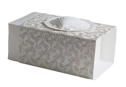 Large Biodegradable Shell Urn for Water and Ground Burial - Eco-Friendly Cremation Ash Container - 300 Cubic Inches, Metallic White Swirl