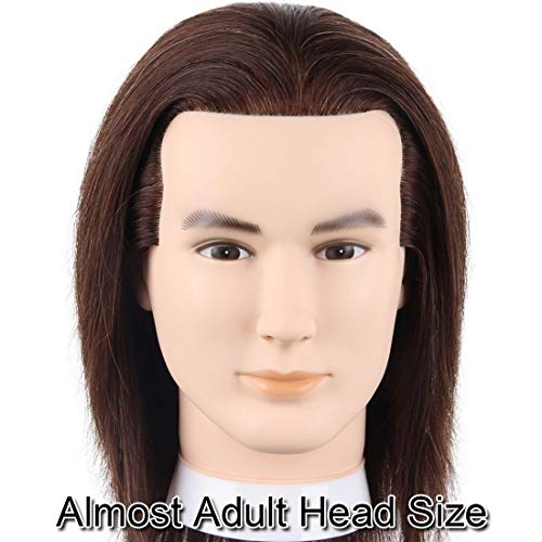 Male Mannequin Head with 100% Human Hair for Hairdressing Training, Styling & Practice
