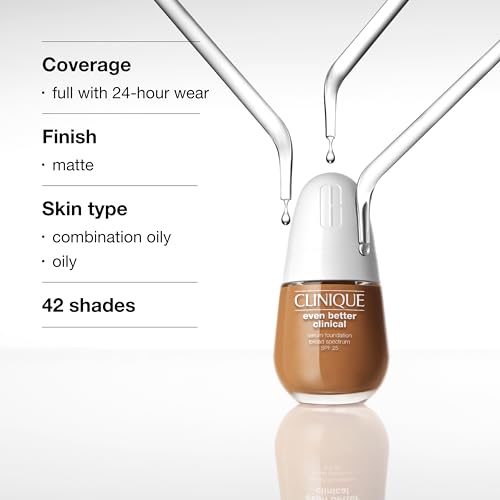 Clinique Even Better Clinical Serum Full Coverage Hydrating Foundation Broad Spectrum SPF 25 With Vitamin C, Salicylic Acid + Hyaluronic Acid For Oily Skin Types