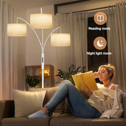 White-Beige Dimmable Tree Floor Lamp - 36W Super Bright LED with Remote & Touch Control for Living Room & Bedroom