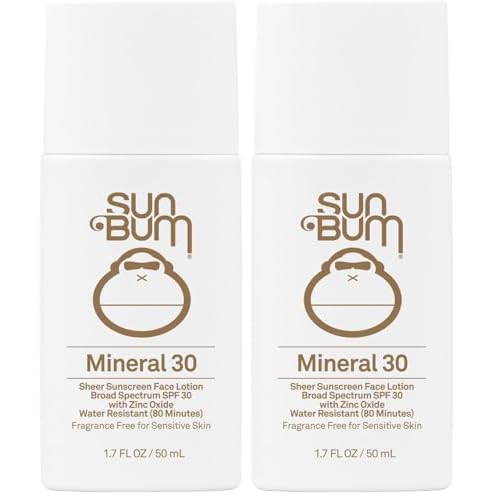 Sun Bum Mineral SPF 30 Face Sunscreen Lotion - Broad Spectrum and Fragrance Free Moisturizing Facial Sunscreen - Hawaii 104 Act Compliant (Without Octinoxate & Oxybenzone) - Travel Size - 1.7 oz